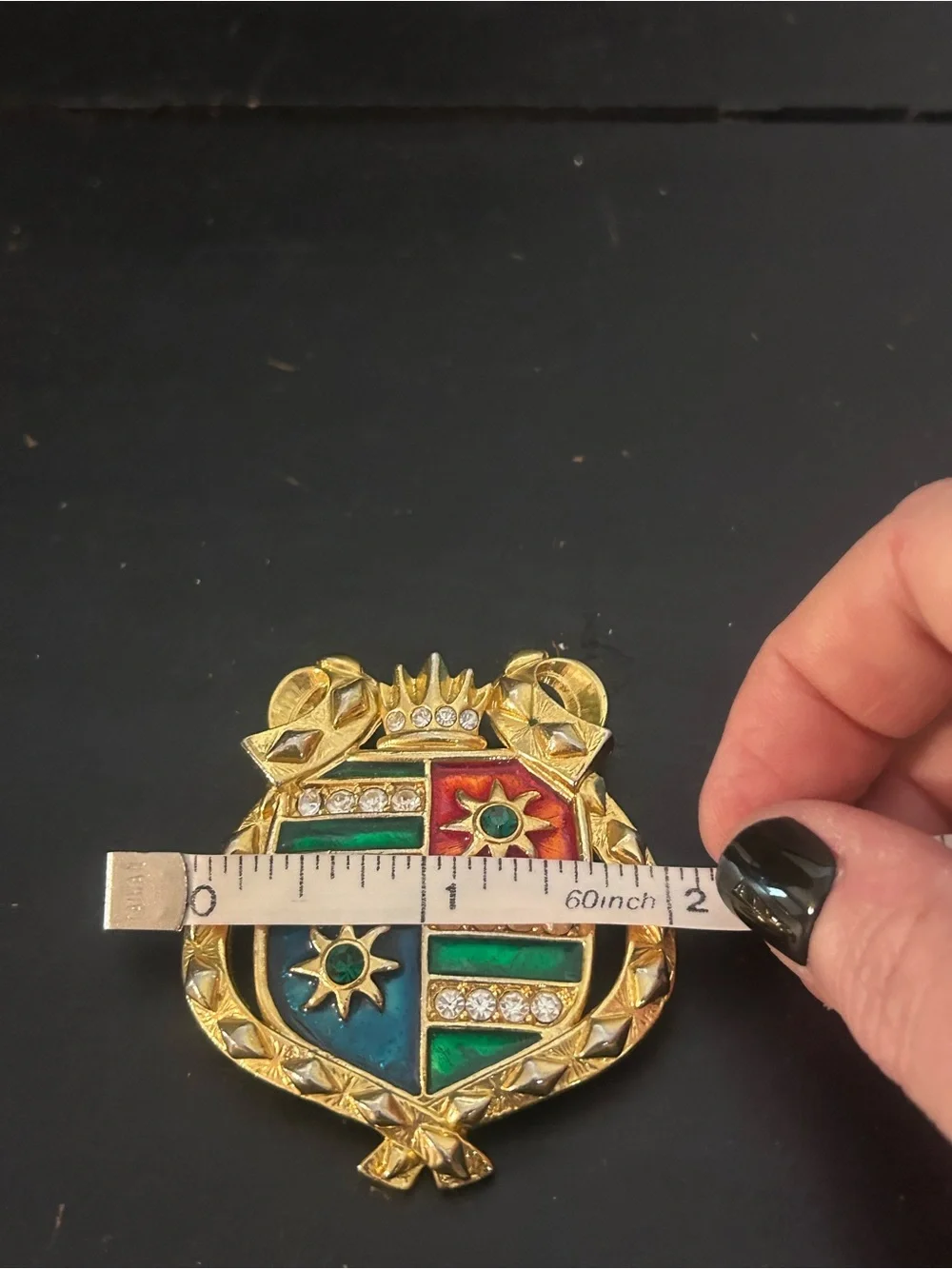 Vintage Heraldic Shield Crest Brooch